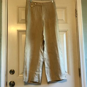Khaki Linen Pants by Lauren Ralph Lauren Size 10P